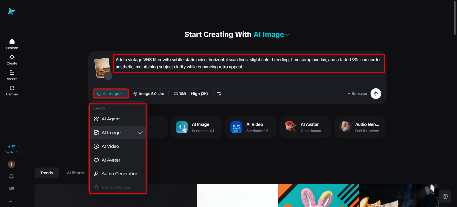Upload an image and enter a text prompt