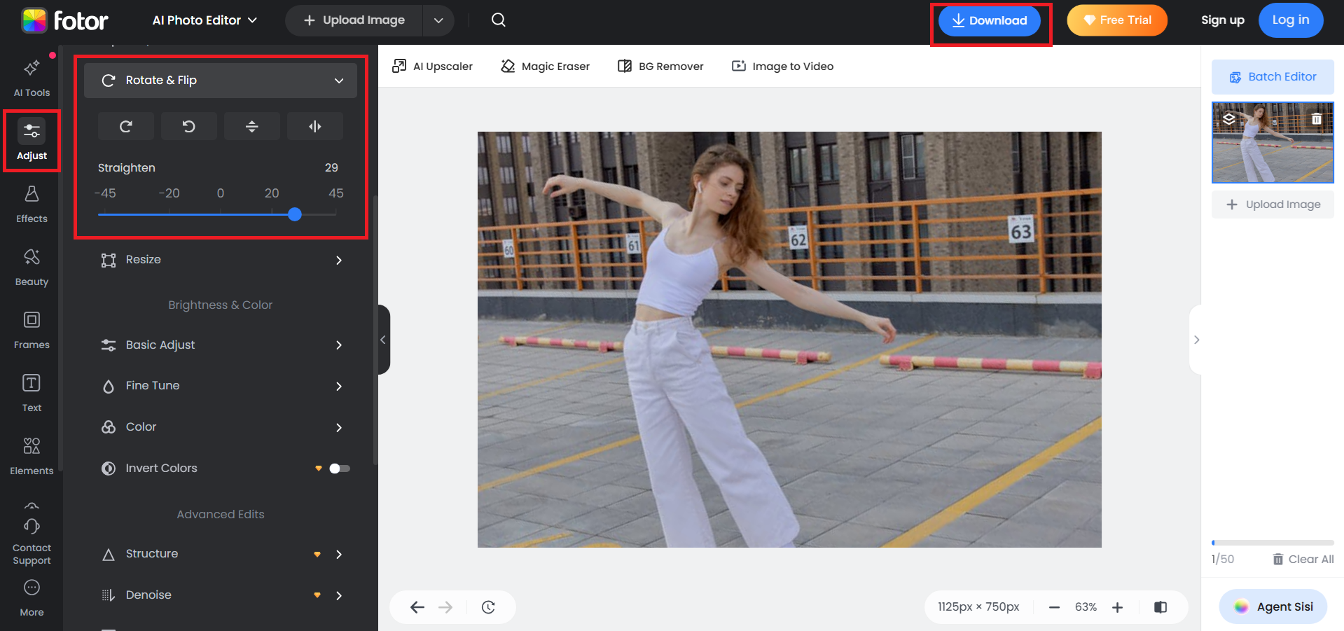 Straighten and download