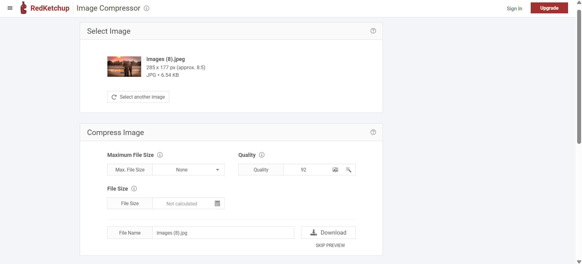 RedKetchup - a tool for batch compress images online
