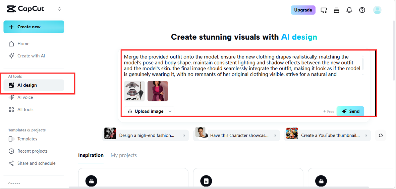 Upload your clothing and model images