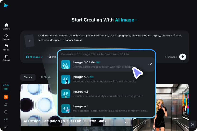 Select the model and generate