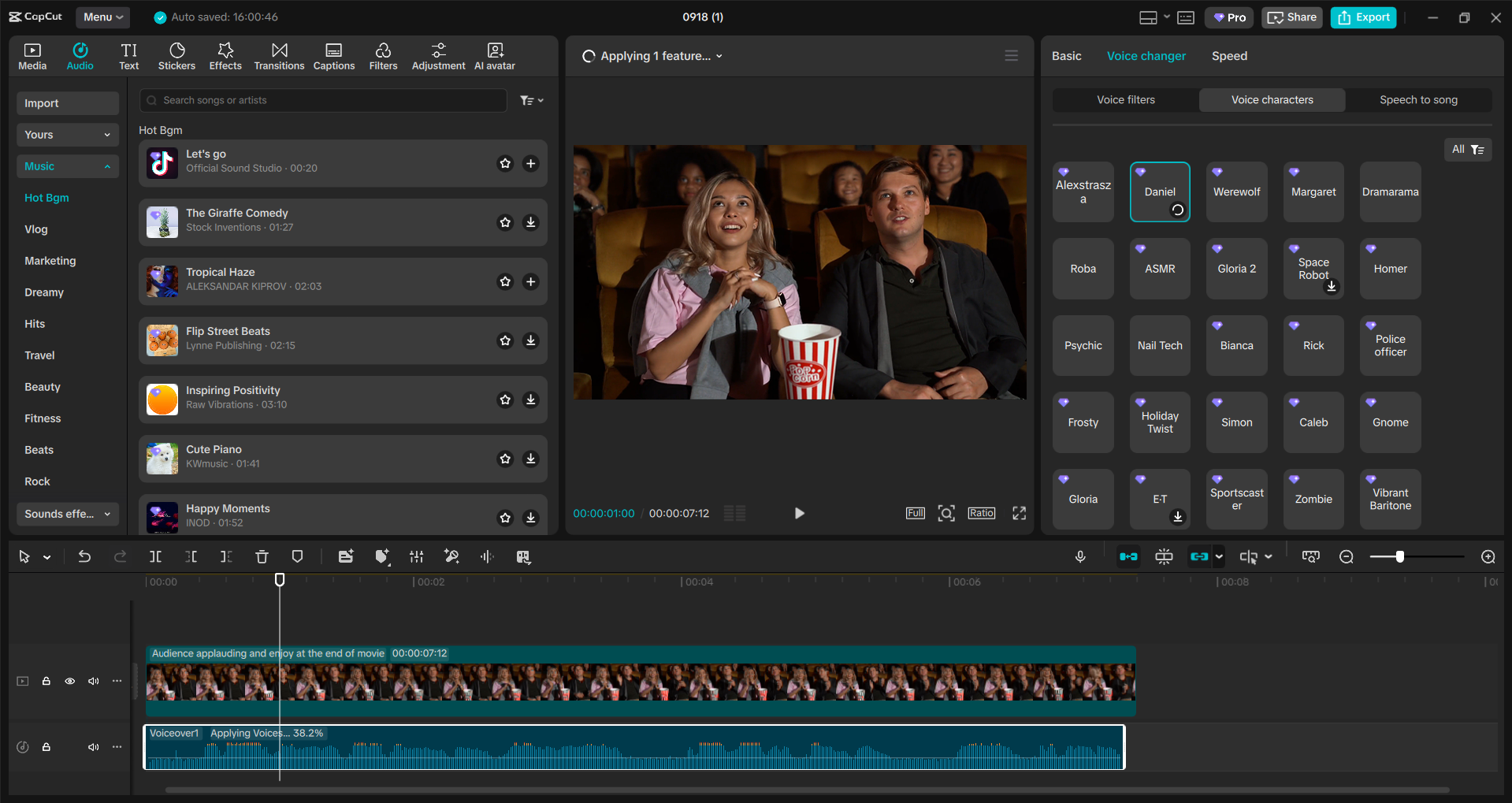 Interface of the CapCut desktop video editor - an easy way to change voice in videos on PC