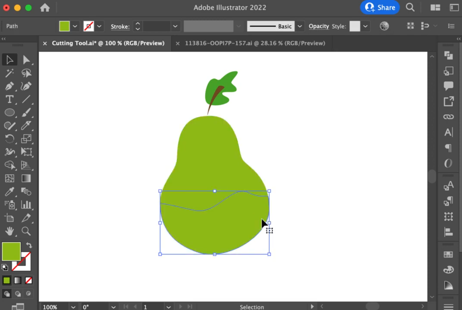 Cut through the shape