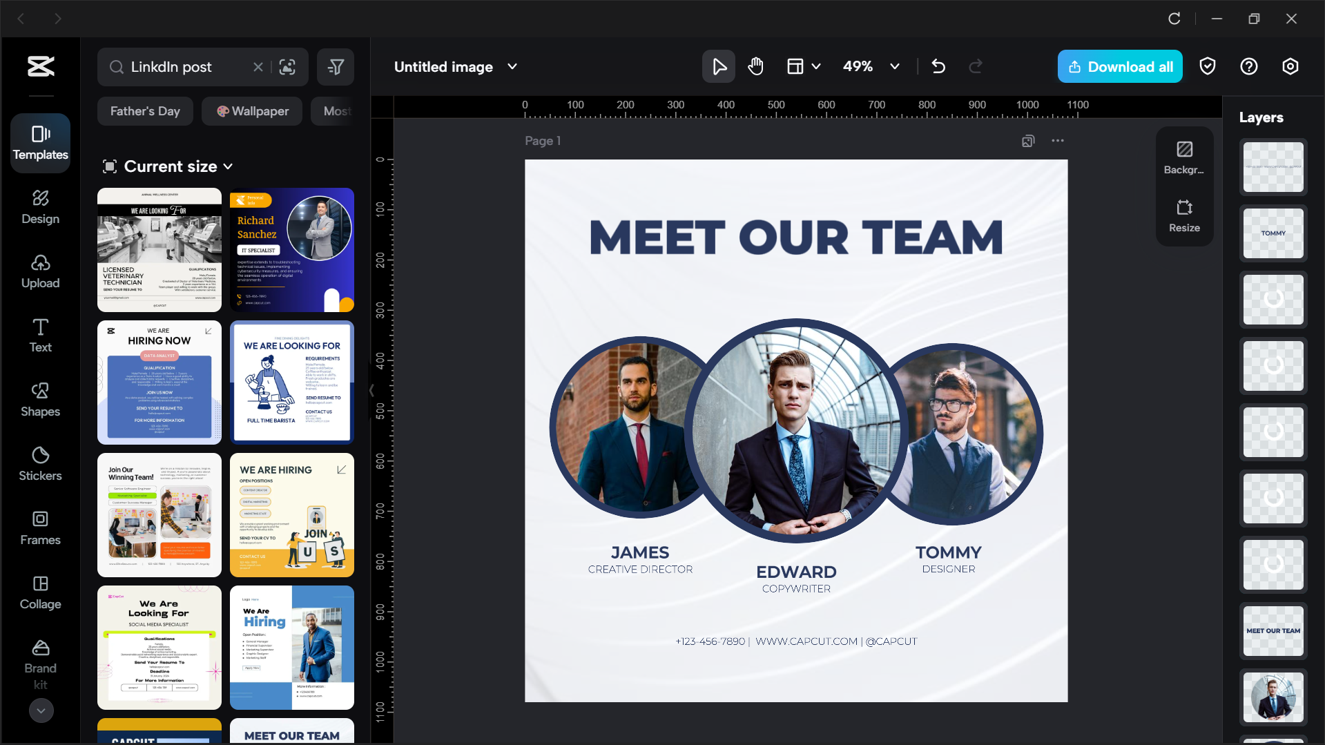 Interface of the CapCut desktop video editor - the best tool to get LinkedIn post templates