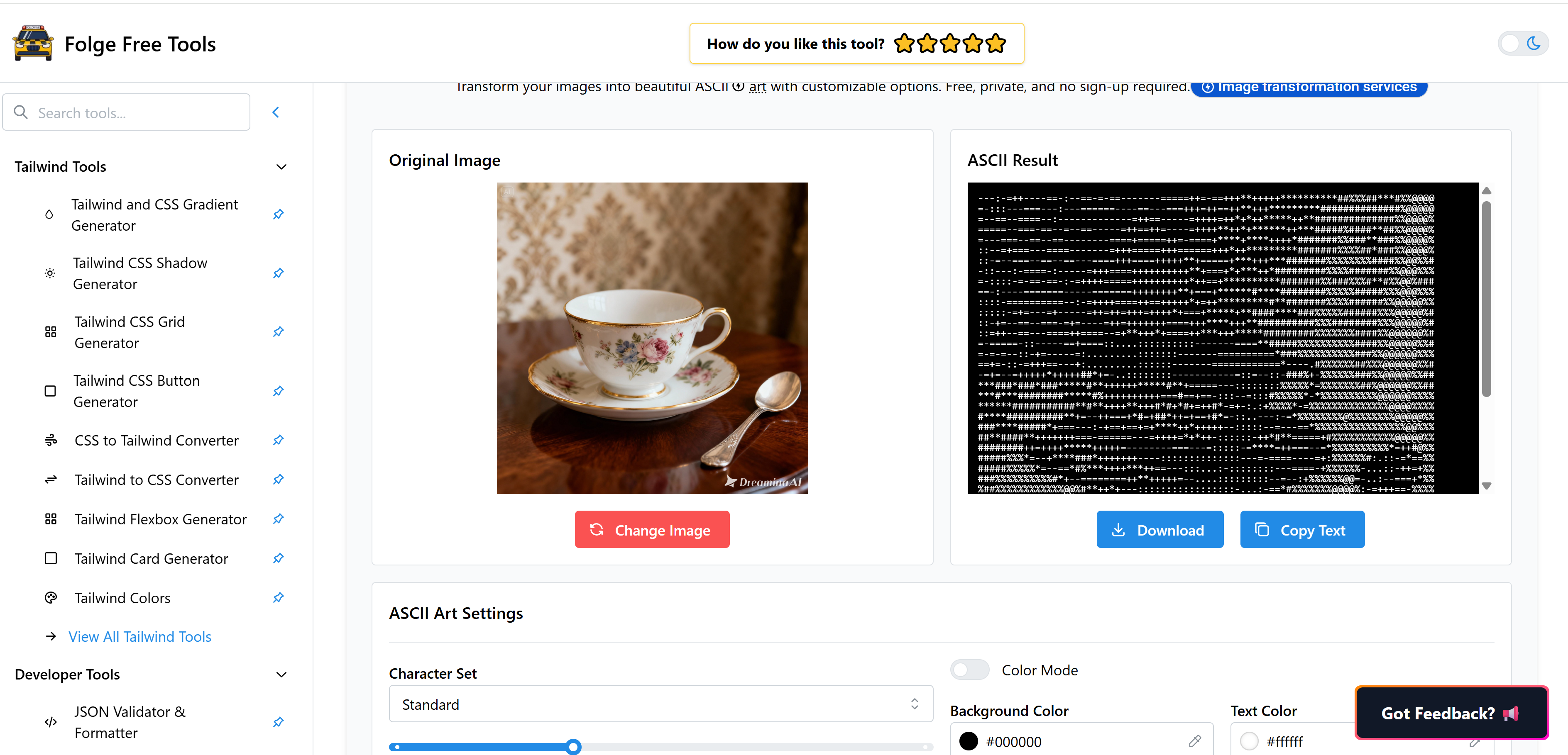 Folge.me ASCII converter