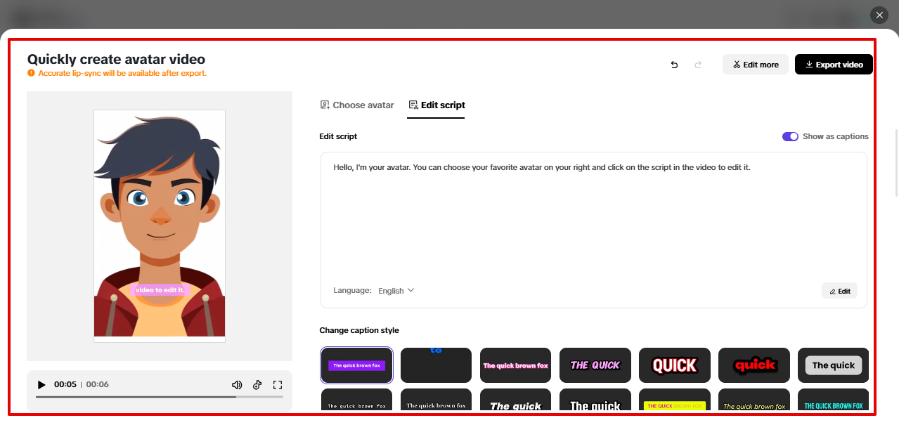 Pippit AI avatar and voice