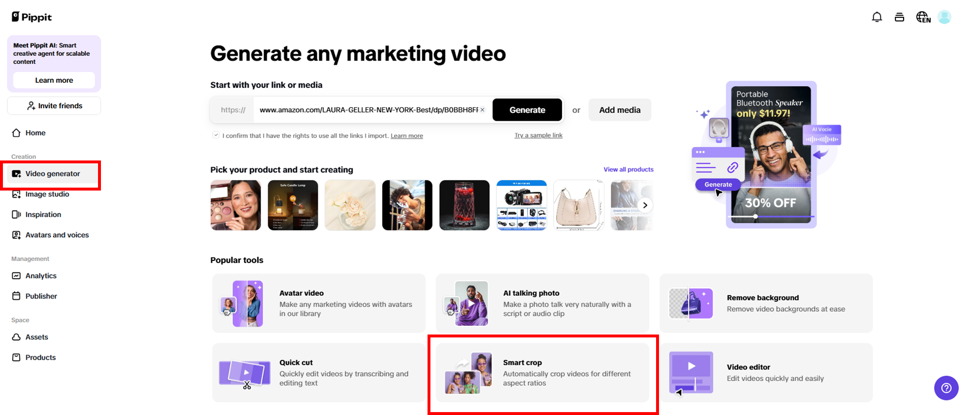 Navigate to Smart crop