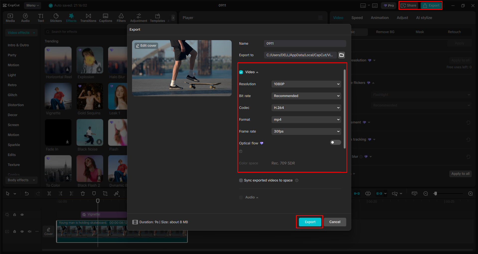 Exportieren eines Videos aus dem CapCut Desktop-Video-Editor