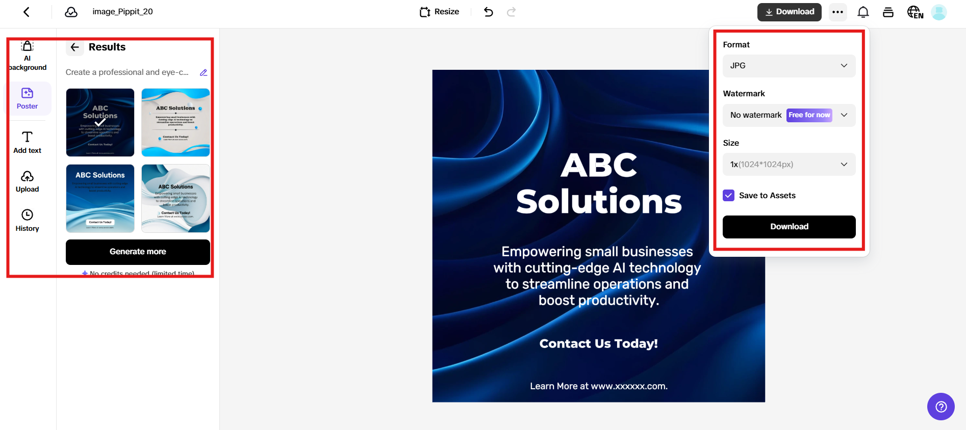 Select, customize and download the poster