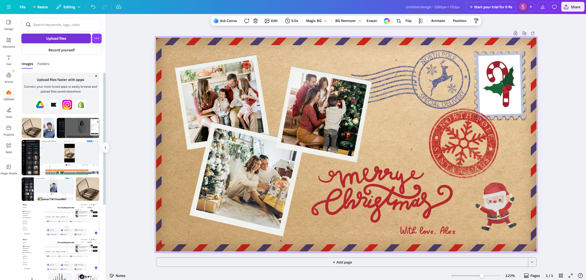 Upload and add your photos - how to make a photo collage in canva