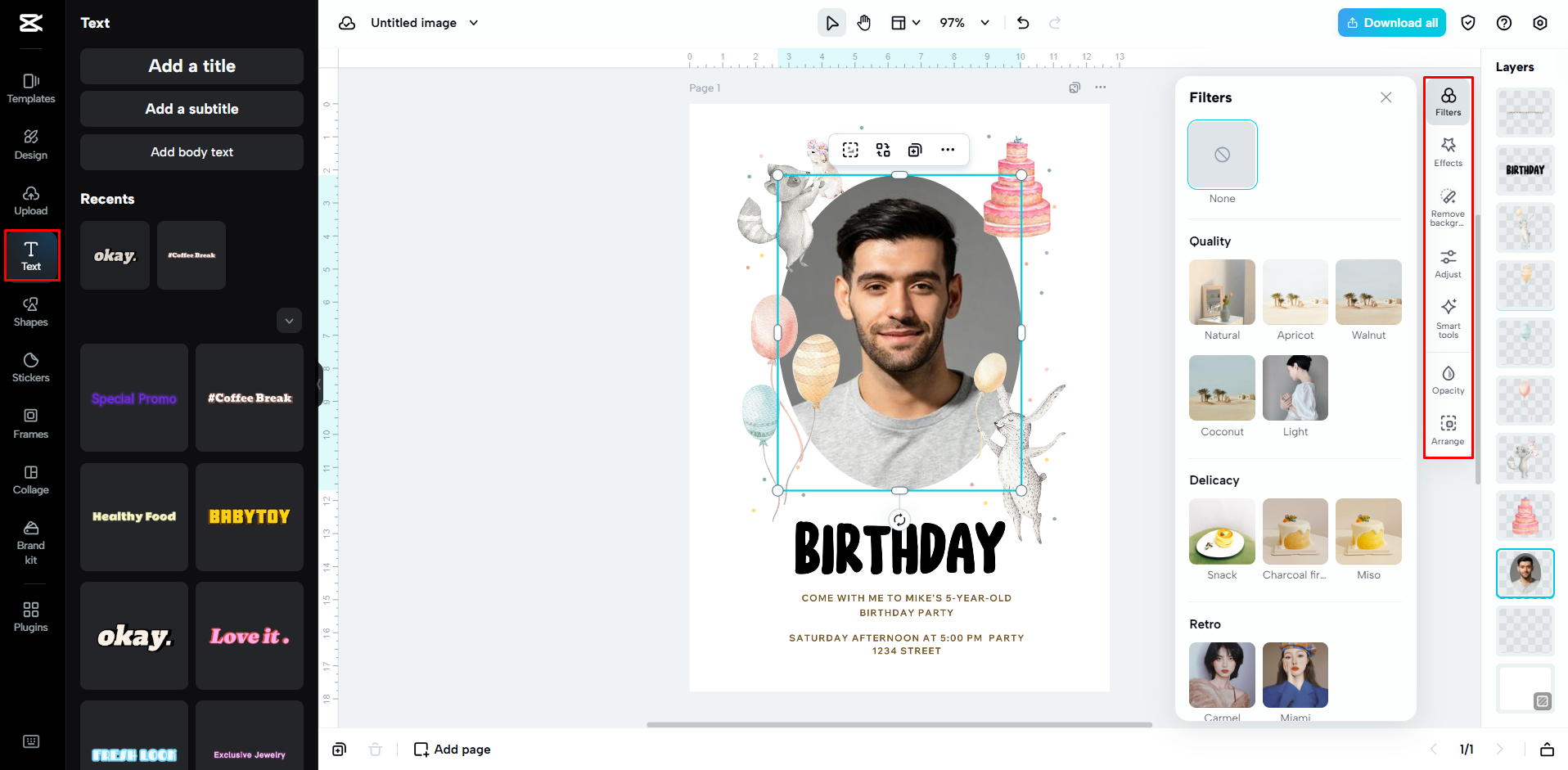 Descargando la invitación desde CapCut Web