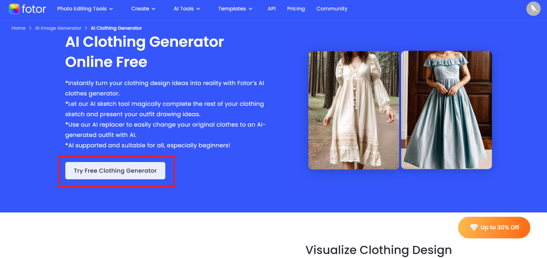 Fotor'un giysi üreticisi aracına erişin