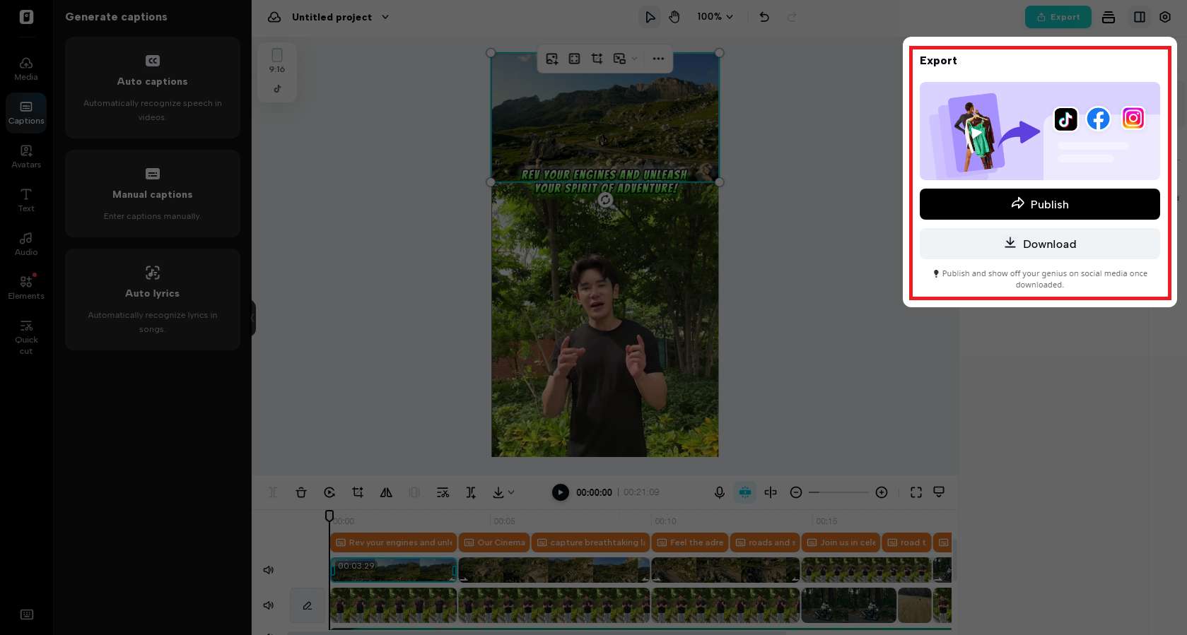 Export or publish your video