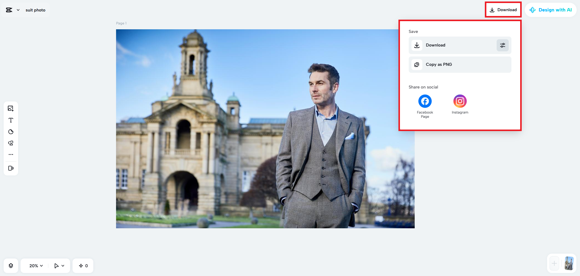 Download or publish your suit photo