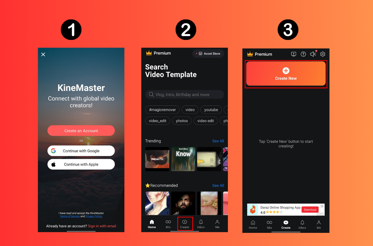 Скачать KineMaster и зарегистрироваться