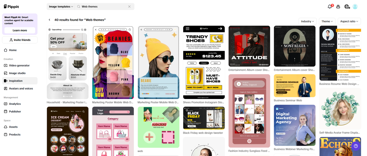 Sign up and access Inspiration