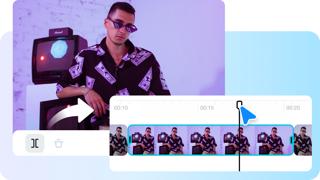 Editor de video online para dividir vídeo em partes