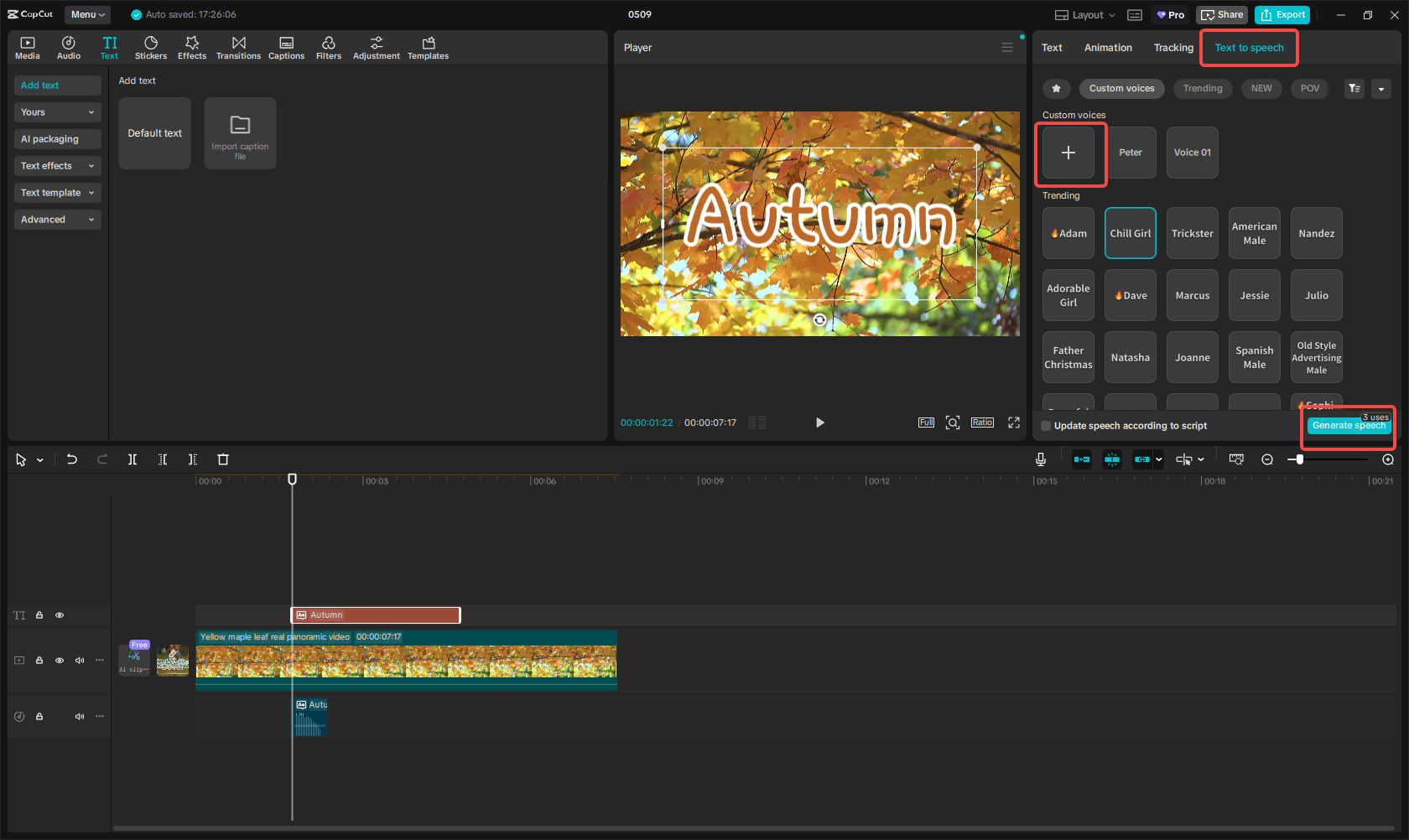 Activez la synthèse vocale dans CapCut