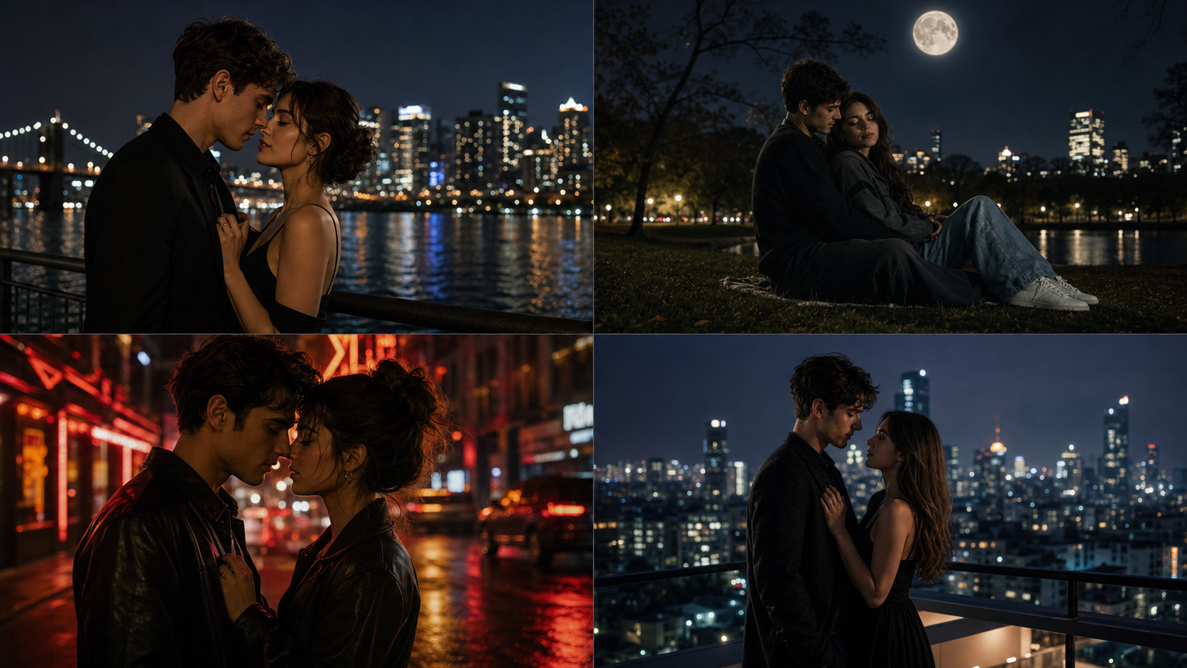 Night Time Couple Editing example created for Dreamina