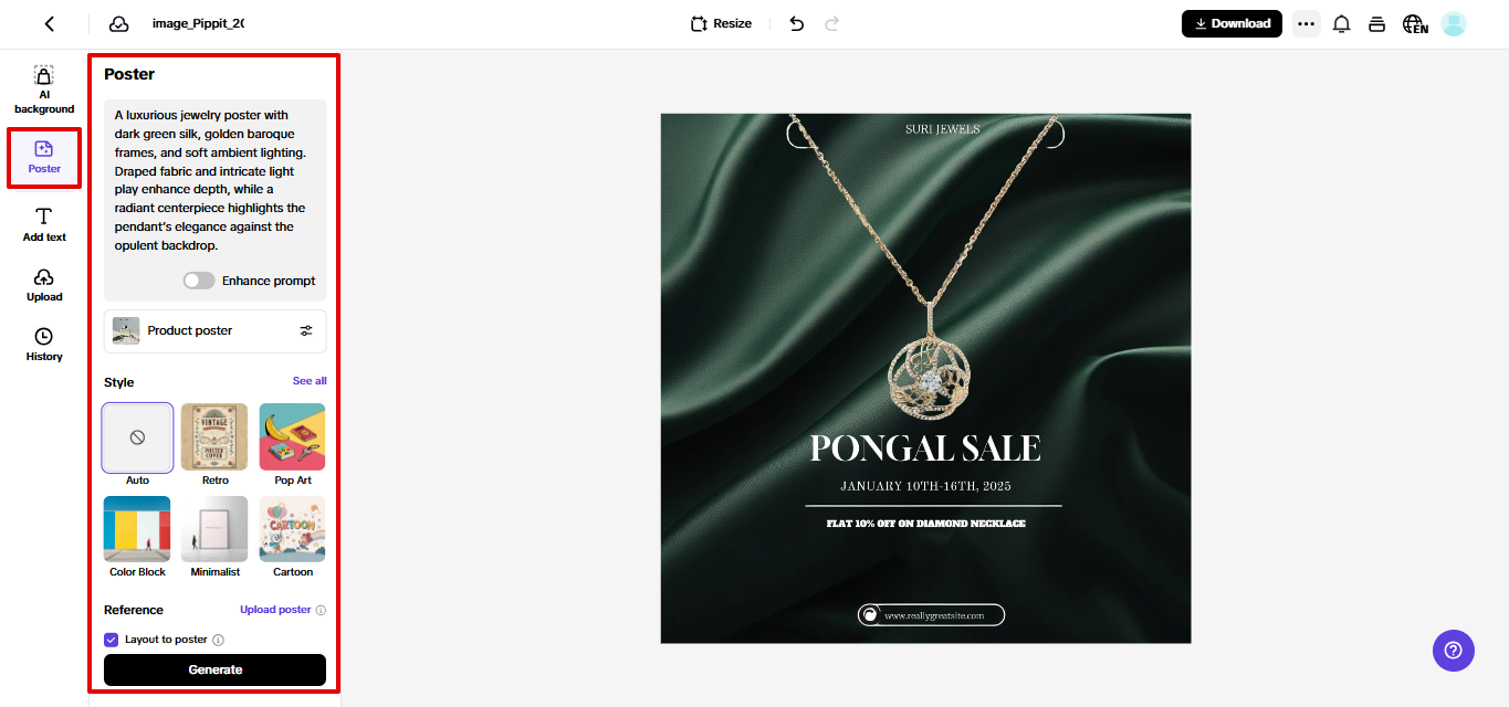 Pippit sales poster generator