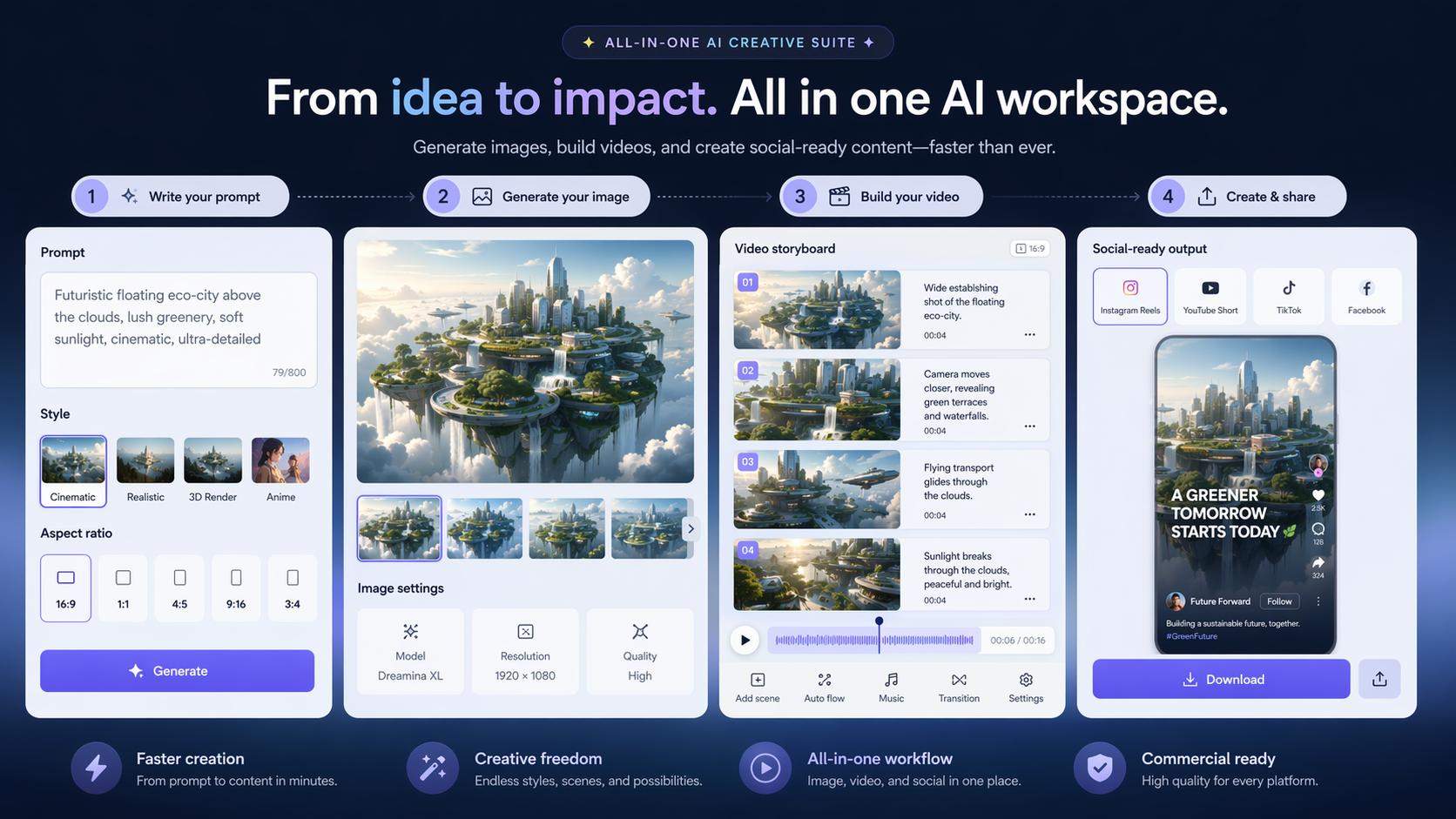 16: 9 alternative Dreamina Workflow visuell für suno ai