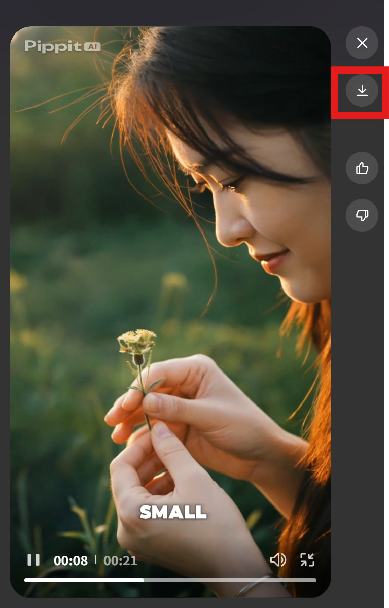 Haz clic en el icono para descargar el contenido generado