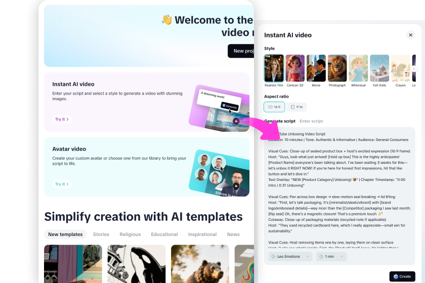 Inserisci lo script video per il produttore di video CapCut AI
