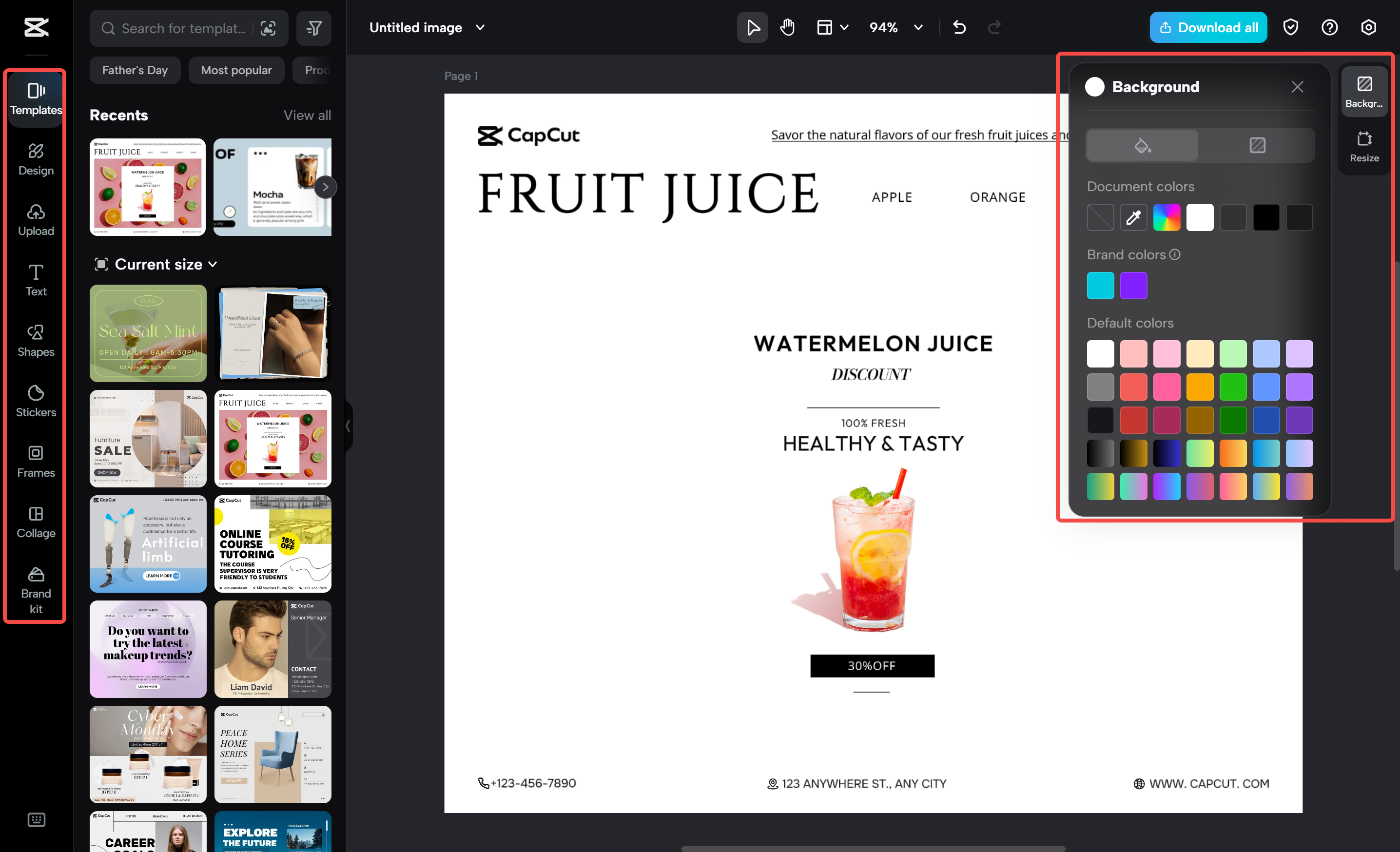 Personalizing the video ad for Facebook in the CapCut desktop video editor
