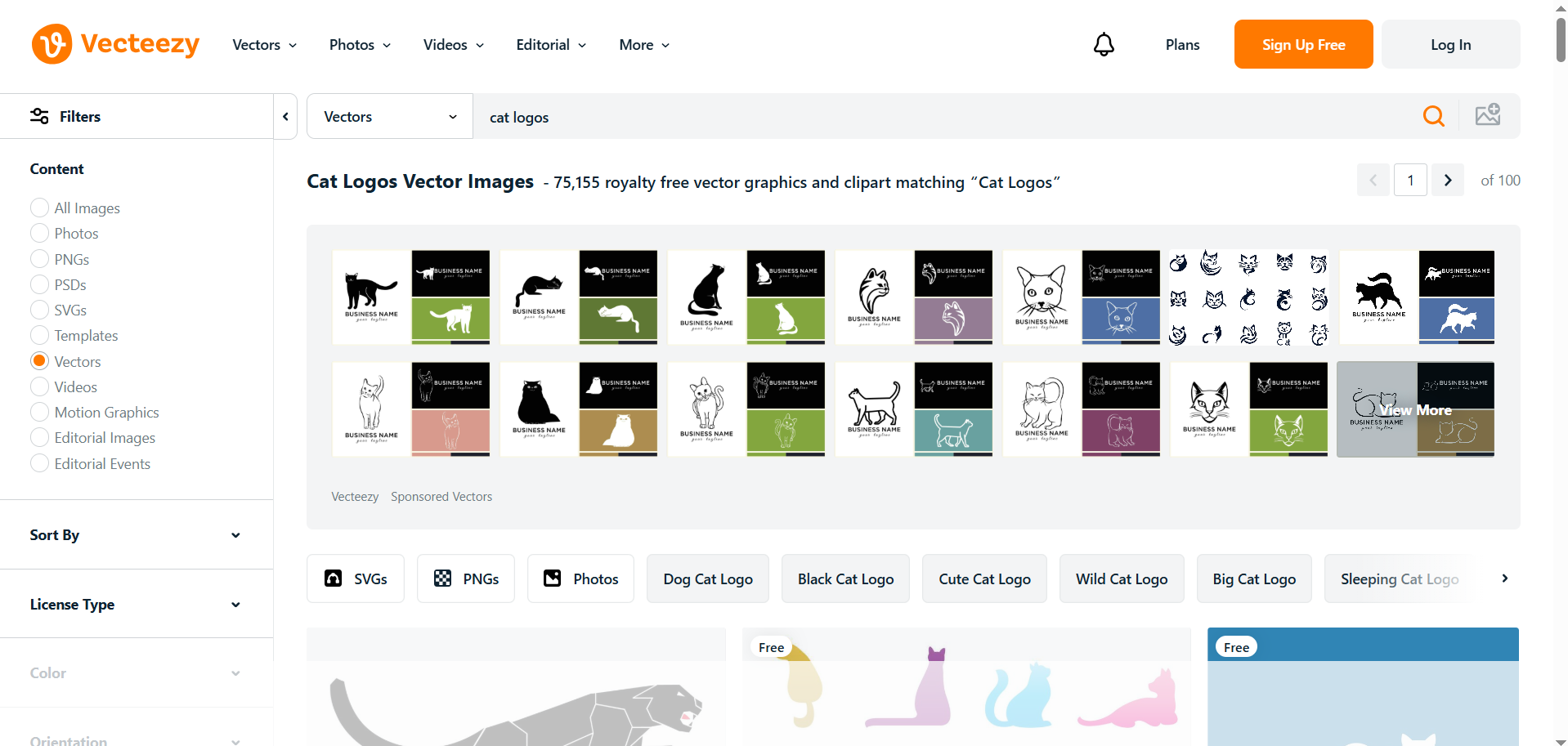 Vecteezy -  an online resource to find a logo with a cat