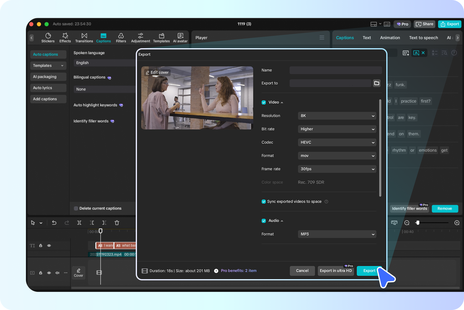 Exporting the final translated video from CapCut