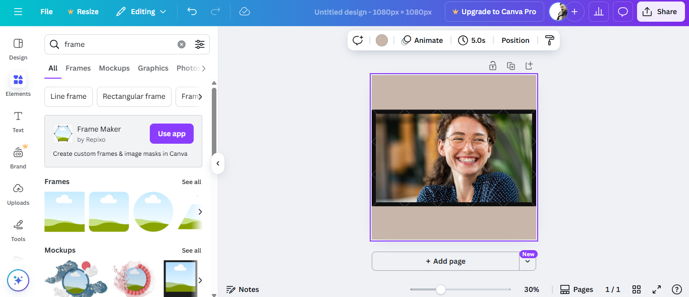 Canva interface