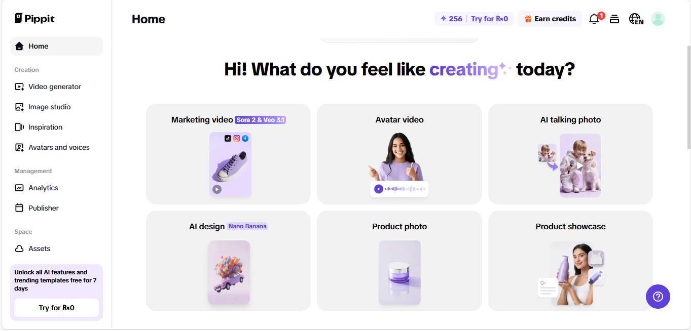 Pippit home page