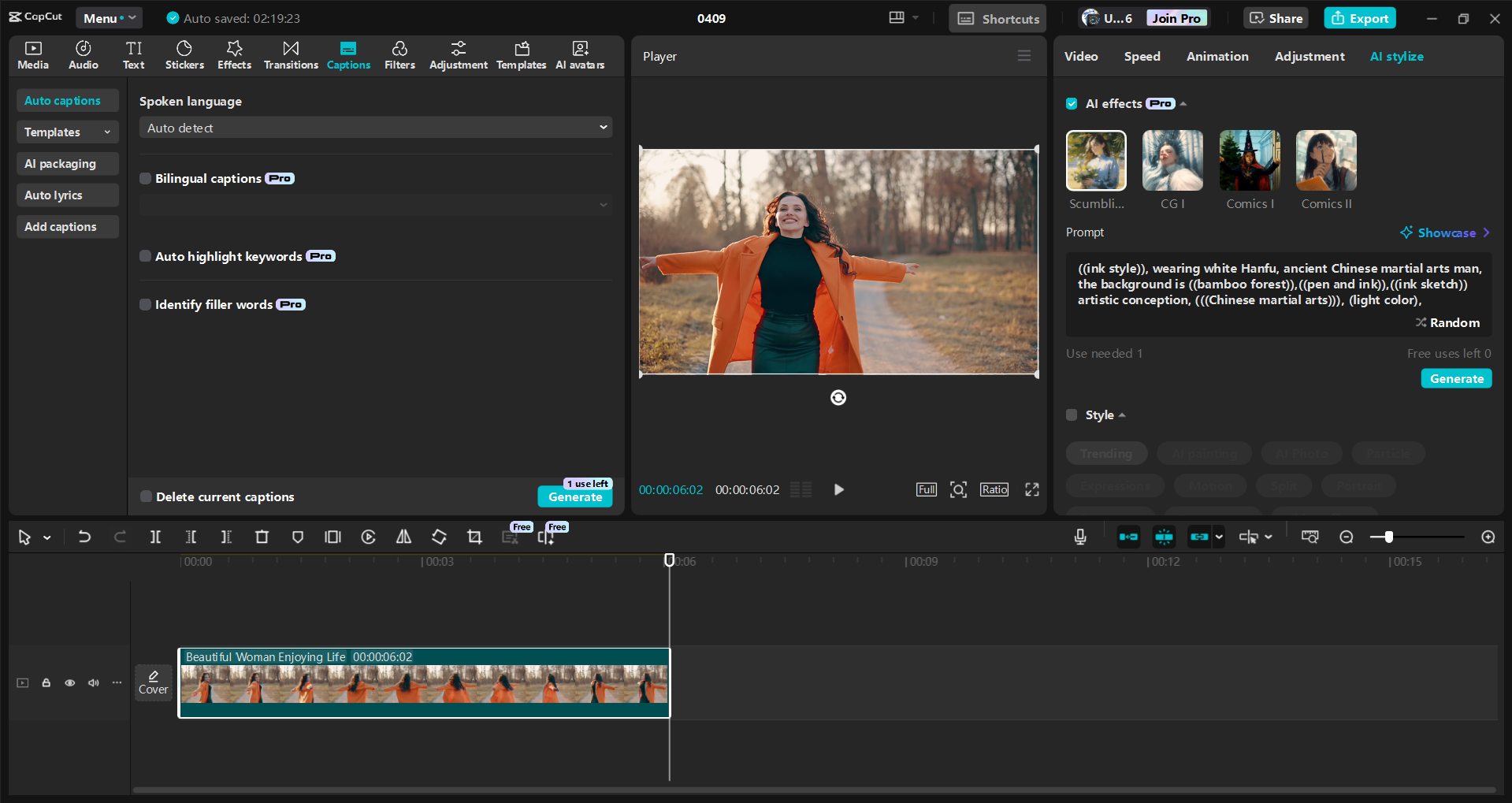Antarmuka editor video desktop CapCut - cara mudah untuk mengedit video Zoom HD