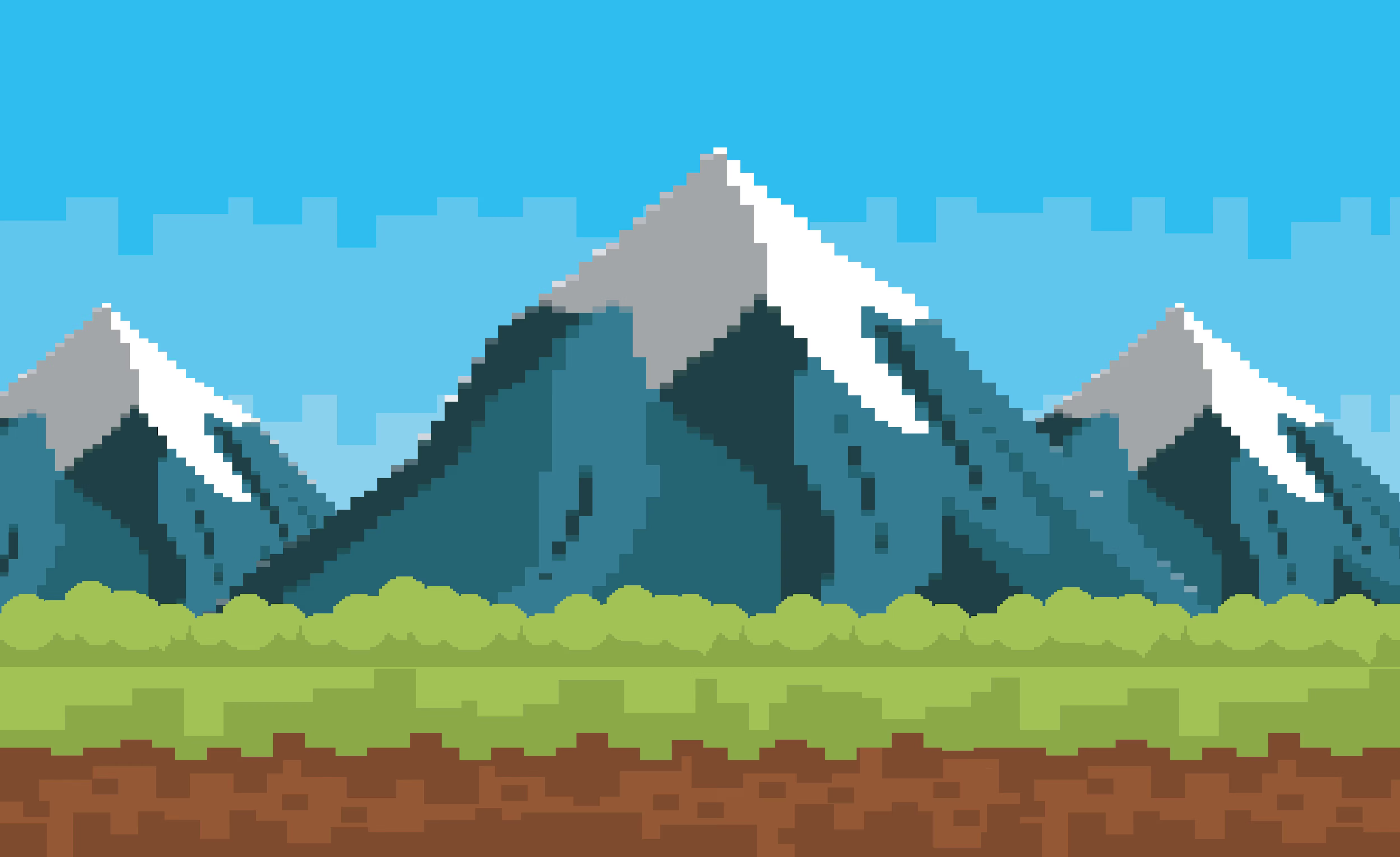 Minecraft-inspired worlds pixelated background