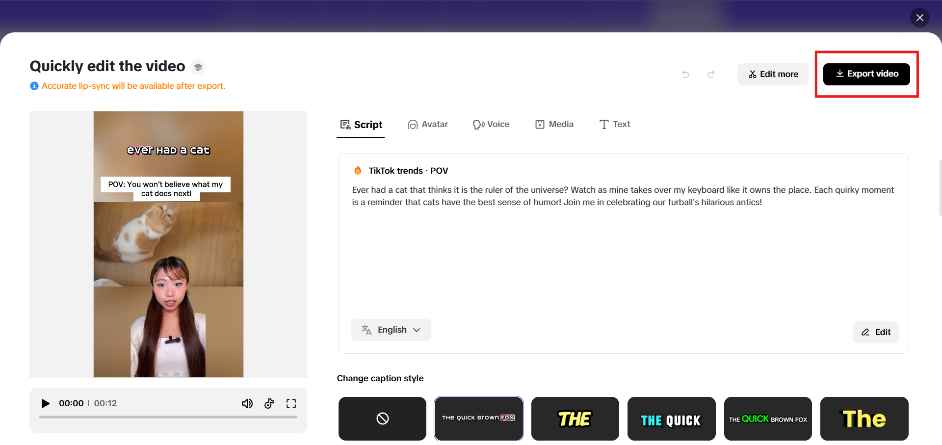 Export your video