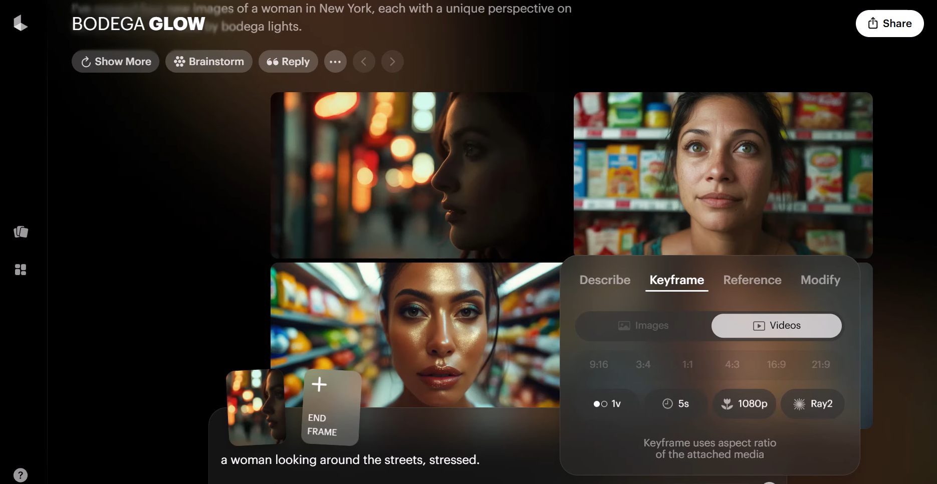 Interface of Luma Labs - a creative AI video generation model