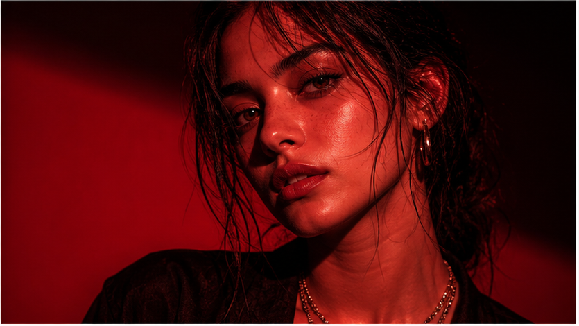 Red Studio Light Fotoaufforderung Beispiel 4