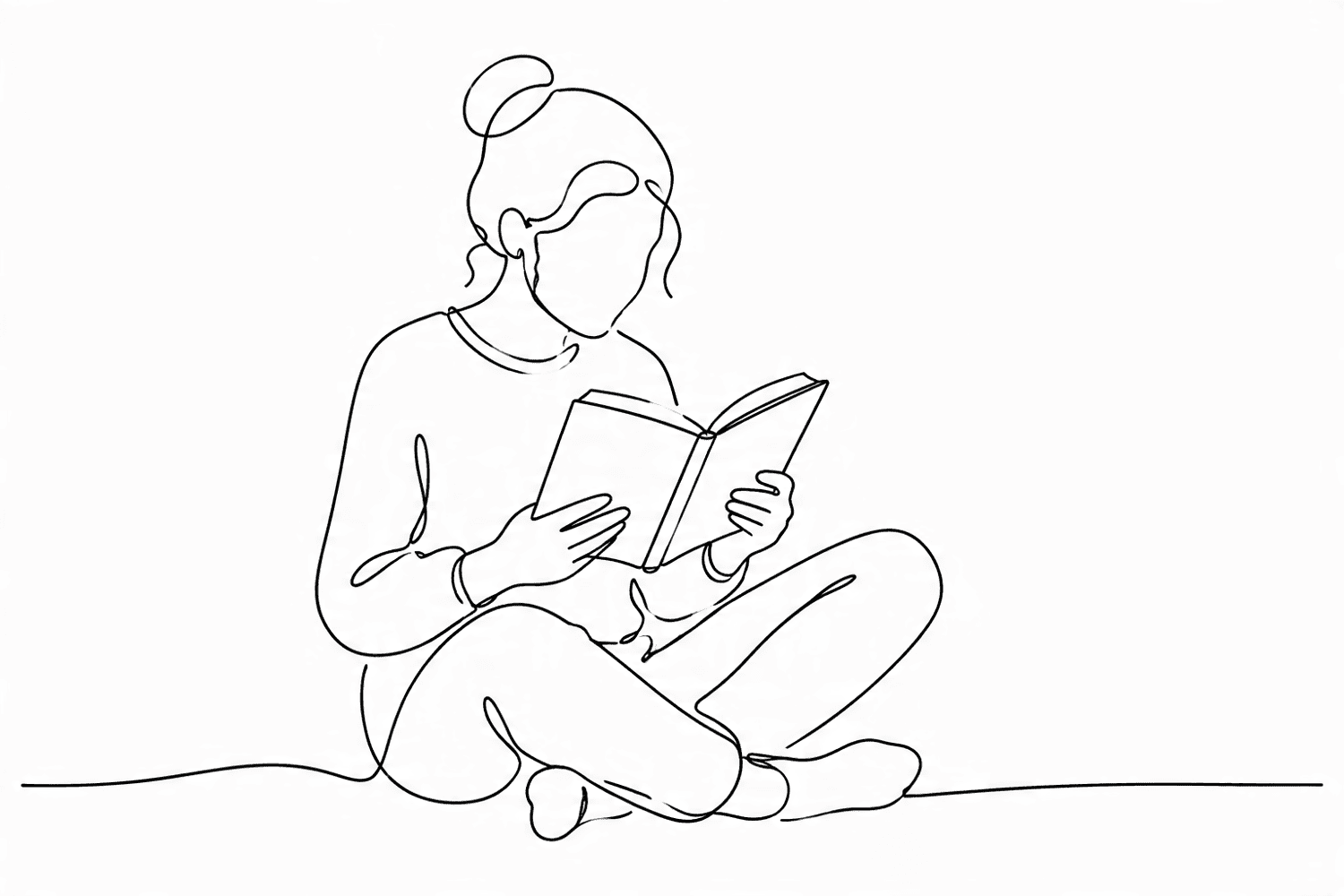 Continuous line art character illustration