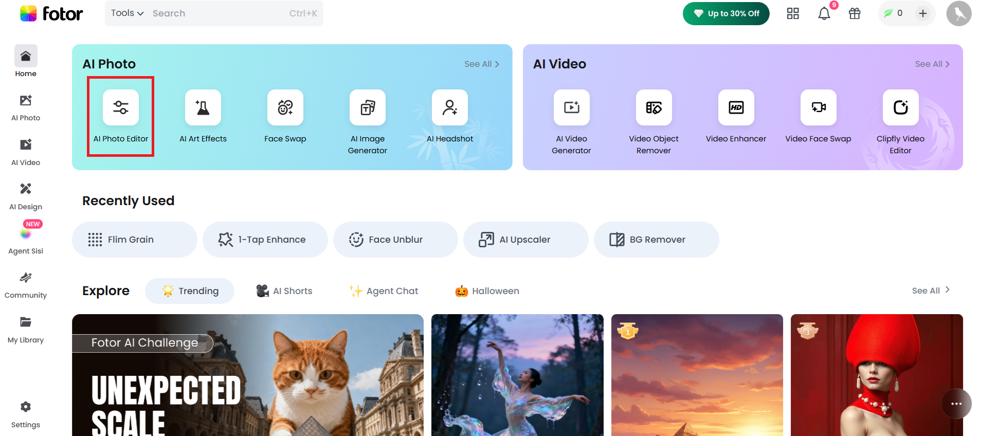 Lancez l'Éditeur de Photo AI de Fotor