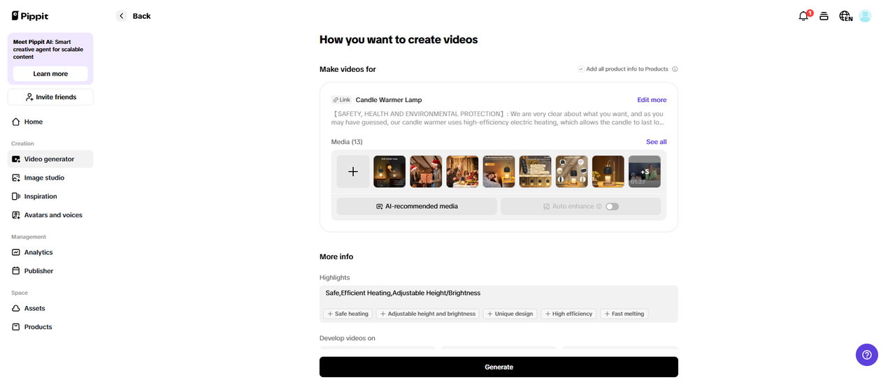 AI-powered video generation