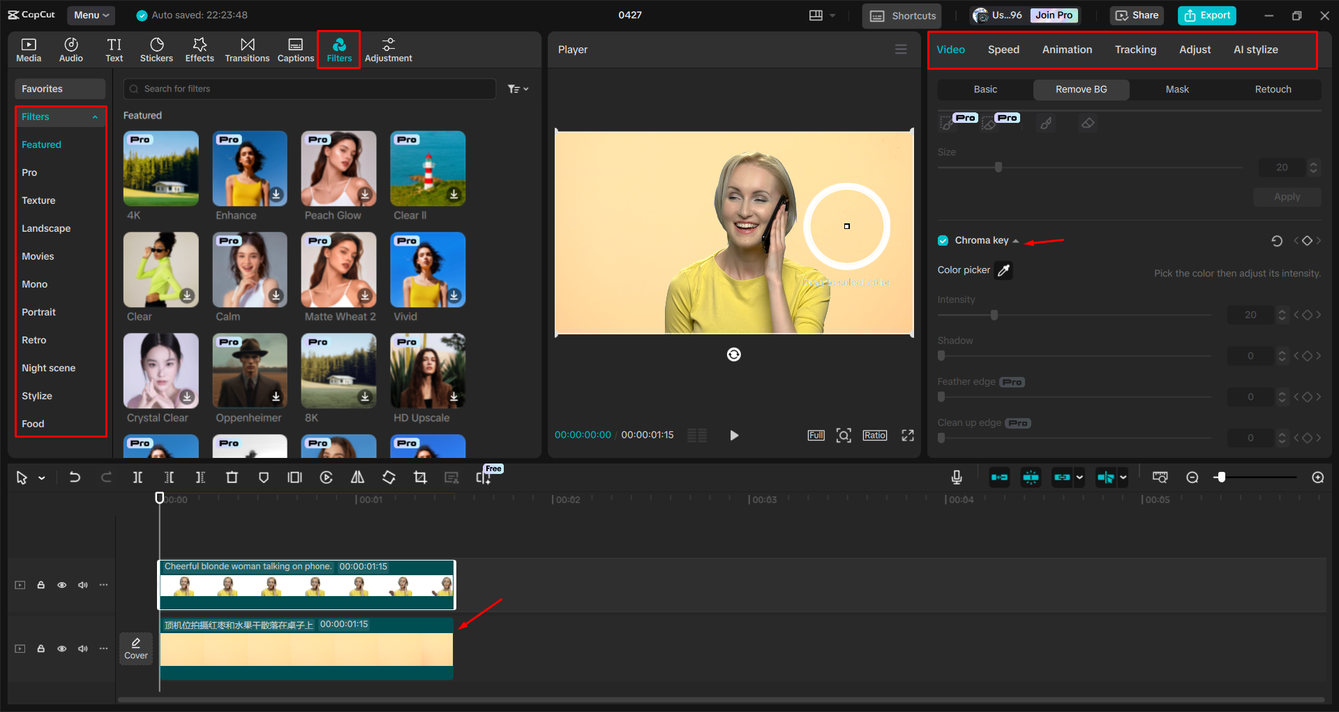 Pagbabago ng kulay ng background ng isang video sa CapCut desktop video editor
