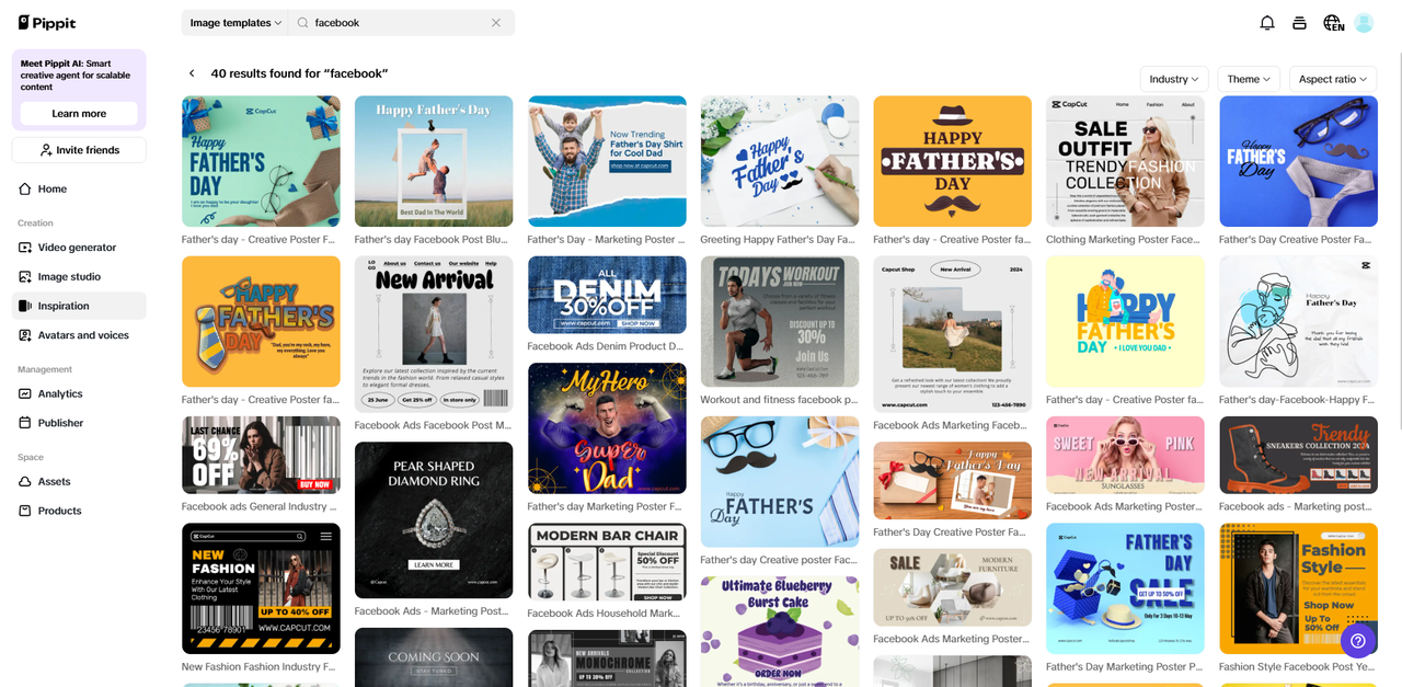 Customizable templates for Facebook storefronts