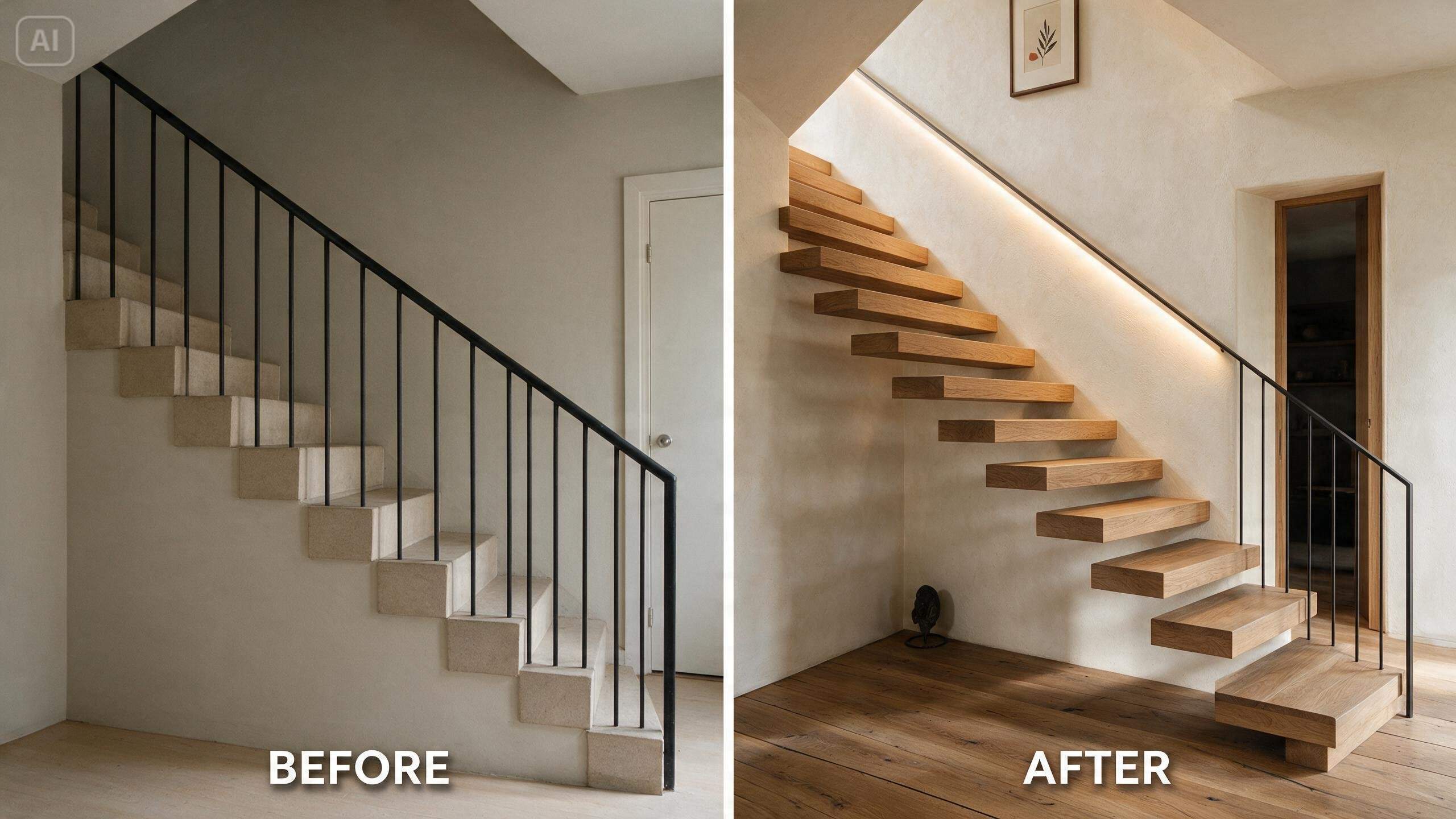 Prompt for a stairs indoor design makeover