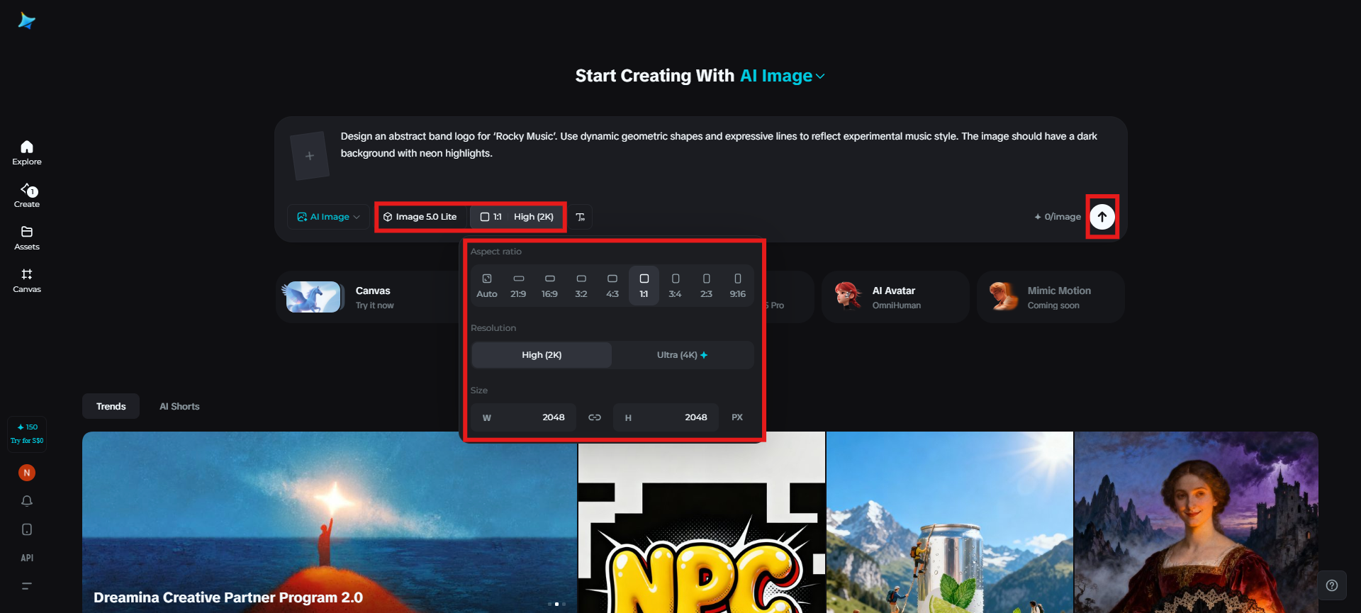 Pilih model imej dan jana logo