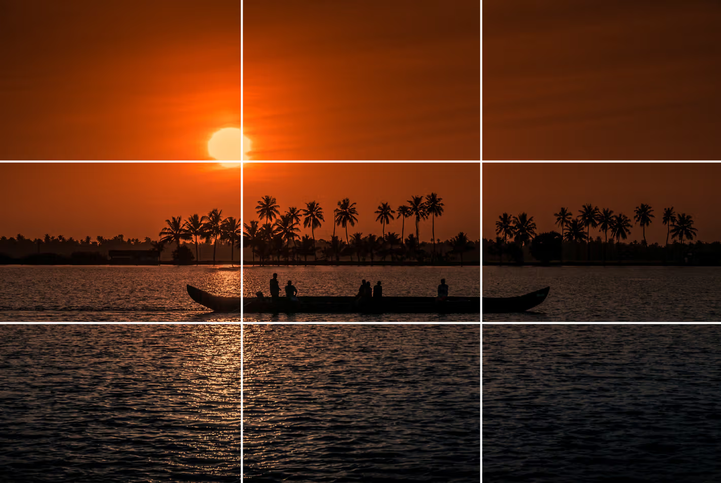 Sunset boat silhouette