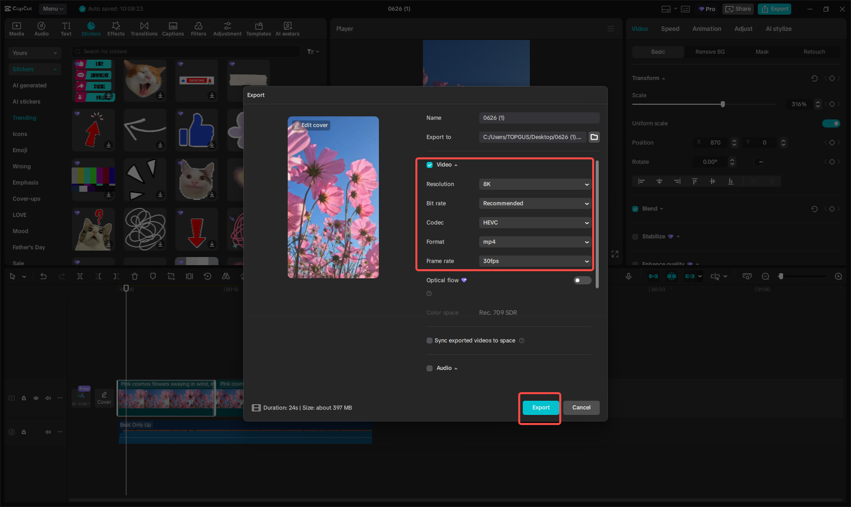 Export video post