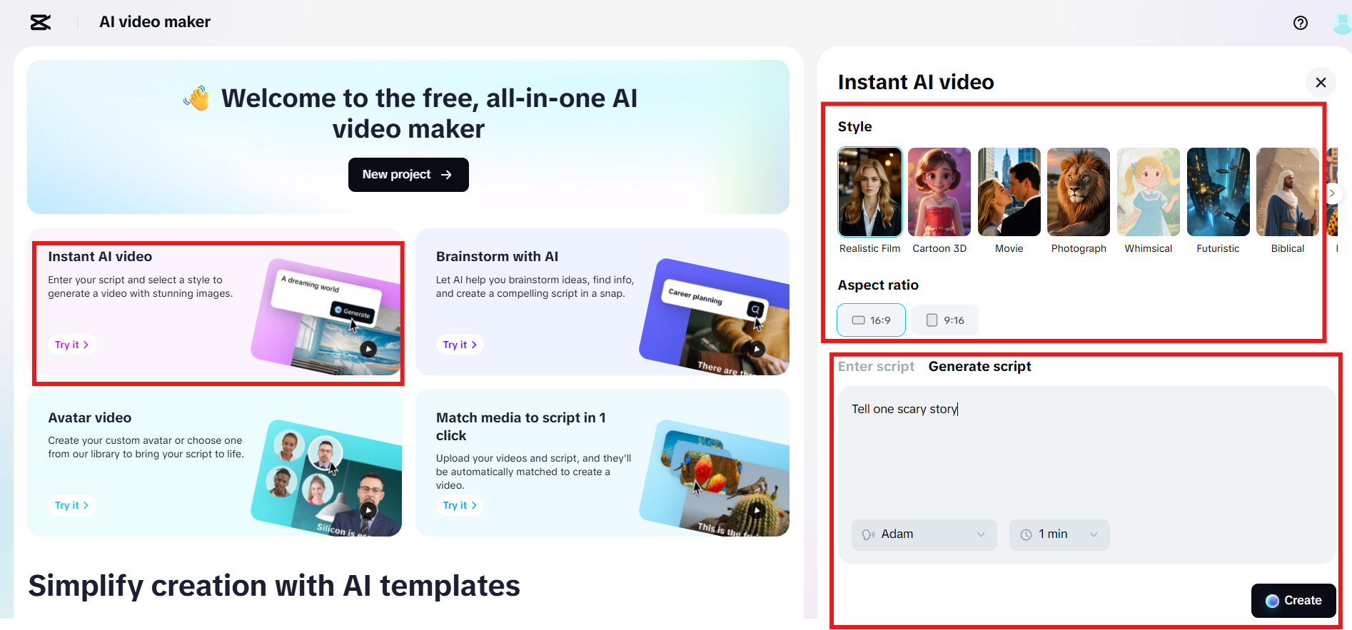 Enter or generate your script with AI