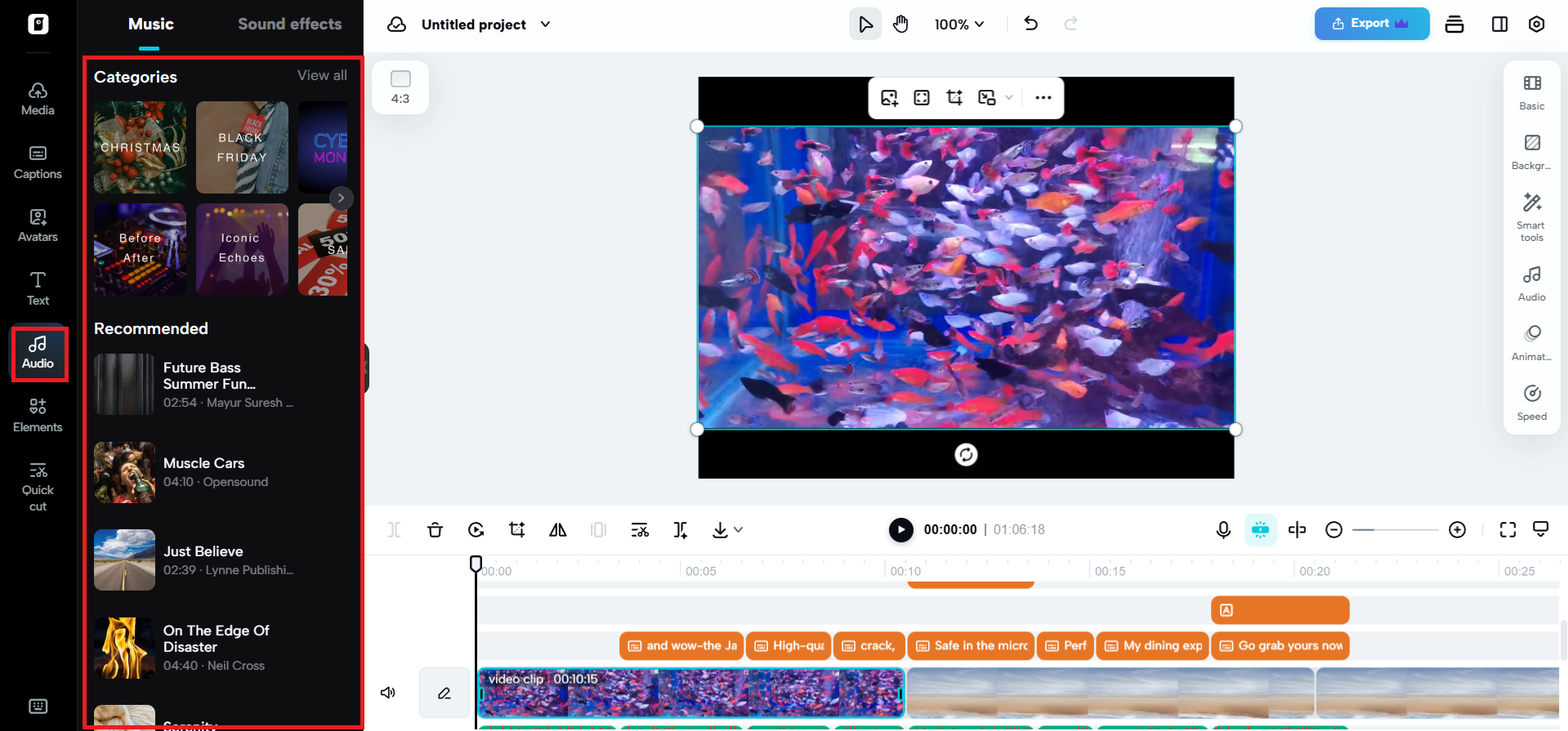 Trilha sonora integrada na opção de áudio