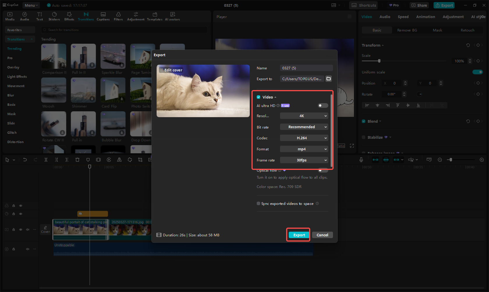 Export the slideshow