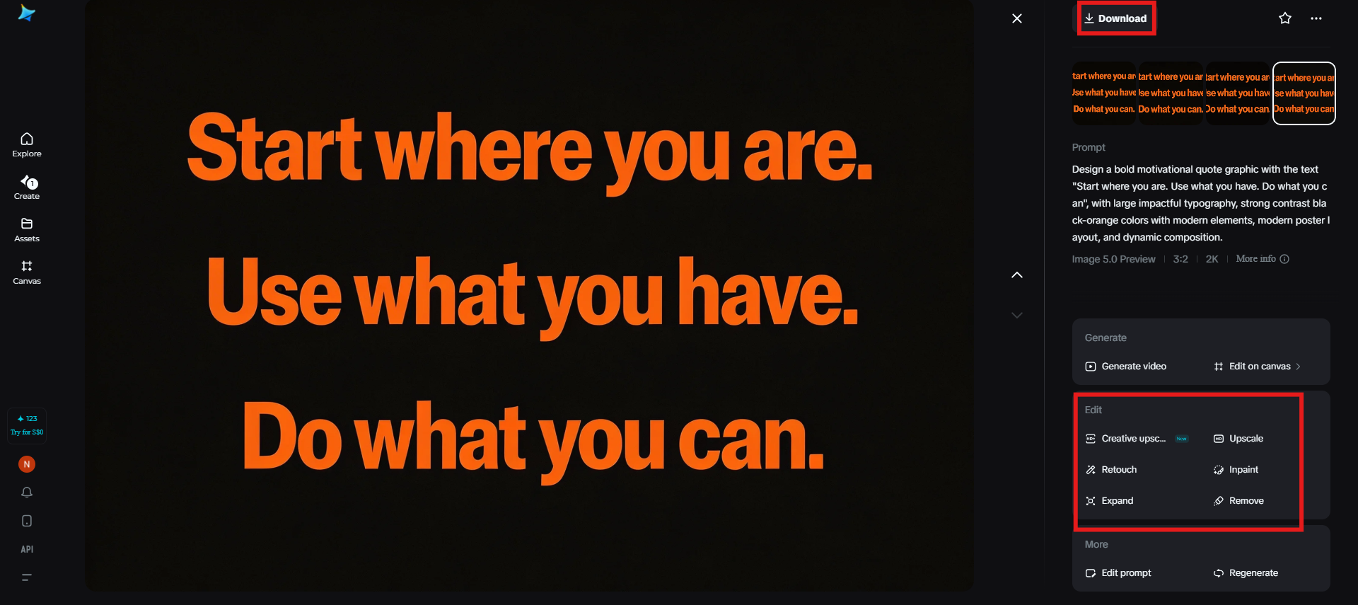 Refine and download the final image